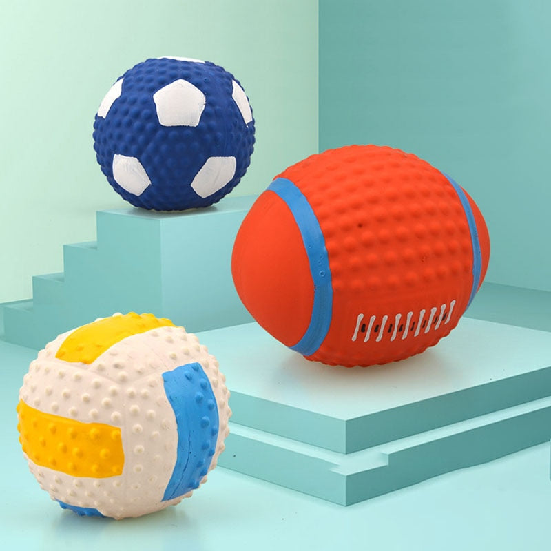 Pet Latex Toy Ball High Elastic Cotton Filled Latex Football For Small Dog Playing Pet Sound Toy Chew Toy Dog Accessories