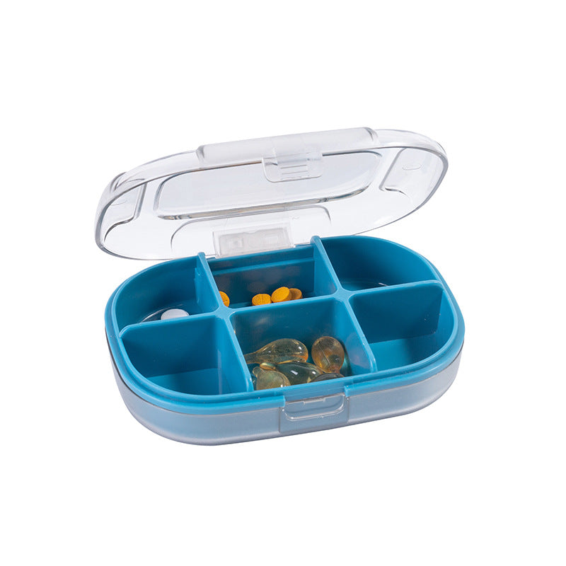 Portable Small Mini 7-Day Storage Box Dispenser Sealed Carry-On Tablet Drug Dispensing Box 6-Cell Small Medicine Box