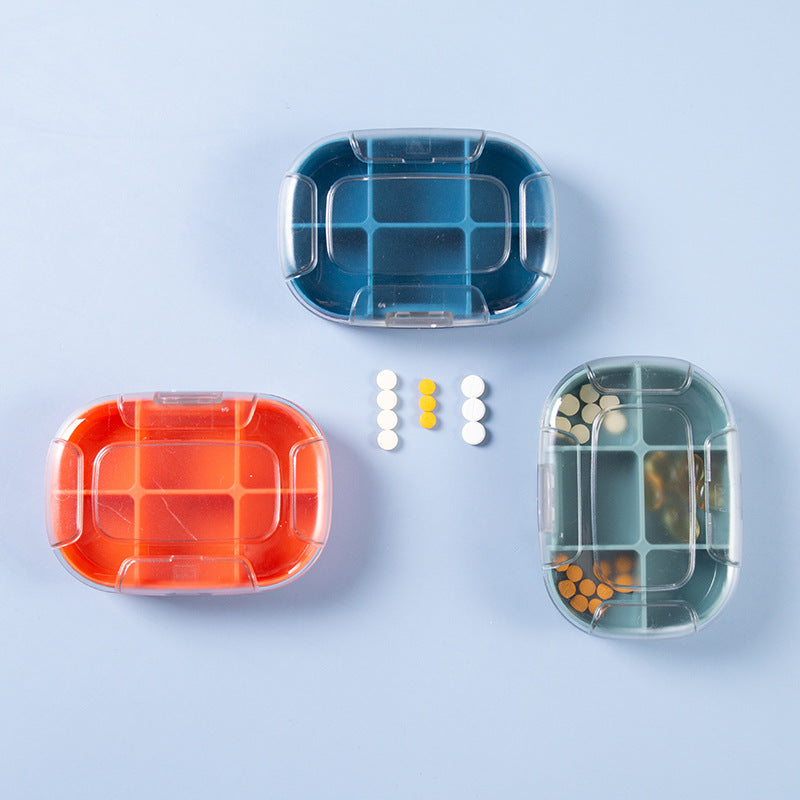 Portable Small Mini 7-Day Storage Box Dispenser Sealed Carry-On Tablet Drug Dispensing Box 6-Cell Small Medicine Box