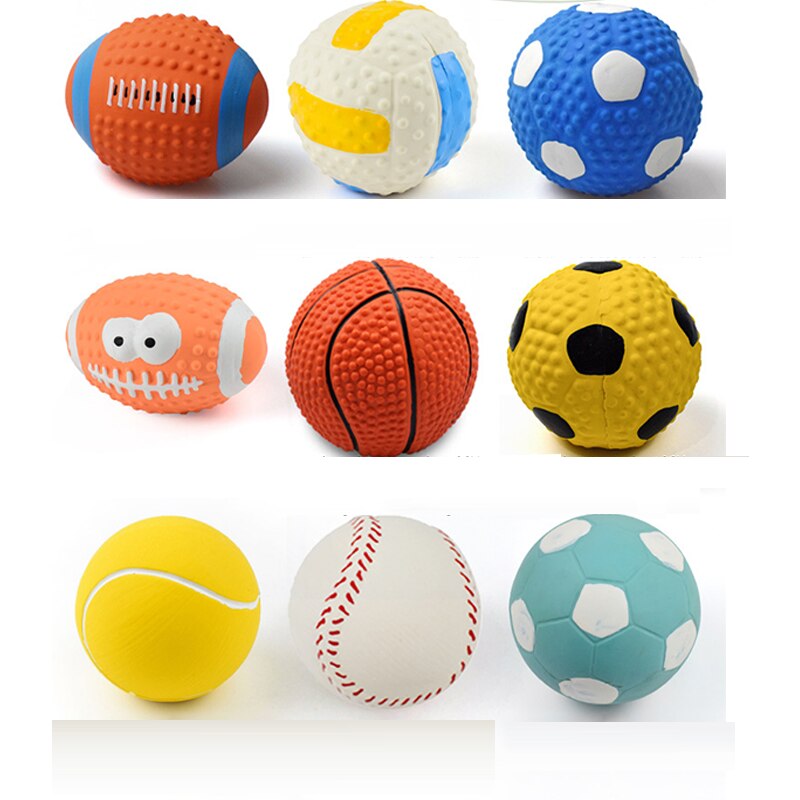 Pet Latex Toy Ball High Elastic Cotton Filled Latex Football For Small Dog Playing Pet Sound Toy Chew Toy Dog Accessories