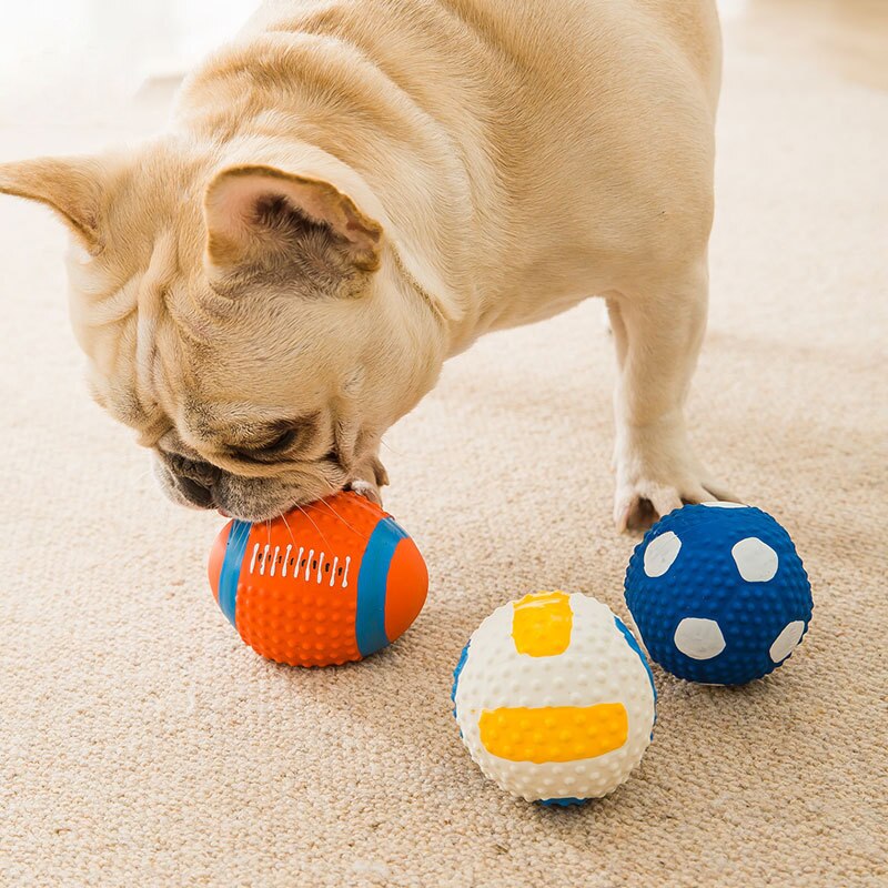 Pet Latex Toy Ball High Elastic Cotton Filled Latex Football For Small Dog Playing Pet Sound Toy Chew Toy Dog Accessories