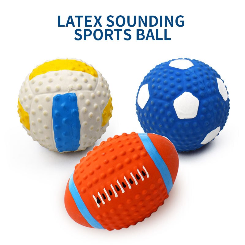 Pet Latex Toy Ball High Elastic Cotton Filled Latex Football For Small Dog Playing Pet Sound Toy Chew Toy Dog Accessories